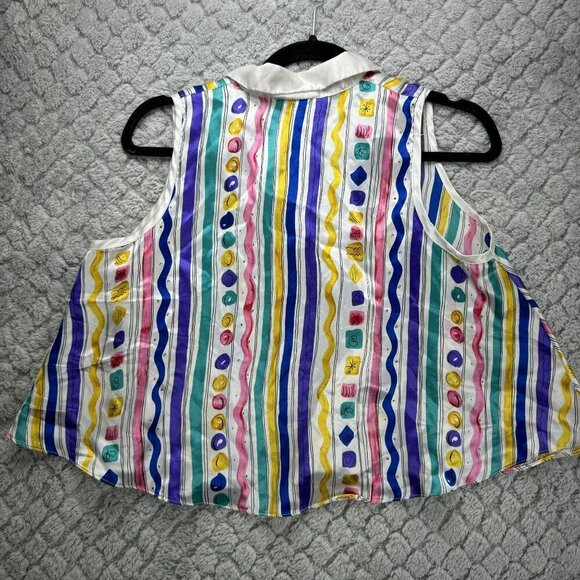 Colorful Striped Womens Sleeveless crop top LA Intimates Size Small Oversize - Picture 5 of 9